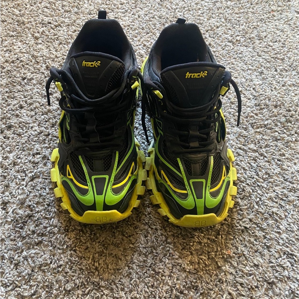 Balenciaga Track Shoes in Black and Neon Yellow
